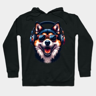 Canaan Dog as Smiling DJ in Japanese Art Style Hoodie